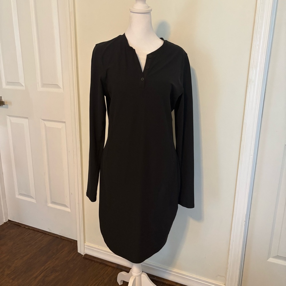 Lululemon all aligned ribbed long sleeve Henley dress in charcoal - Picture 2 of 5